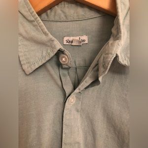 Steven Alan Teal-Grey Reverse Seam Button-Down (M)